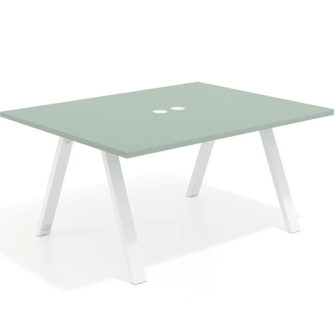 Mesa doble individual para coworking UvePro fondo 126 cm estructura blanca