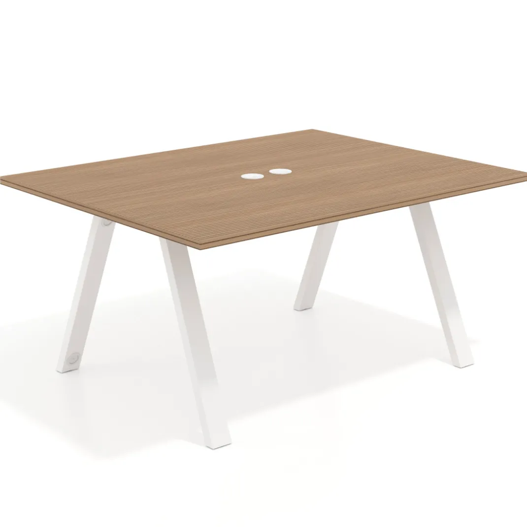 Mesa doble individual para coworking UvePro fondo 126 cm estructura blanca