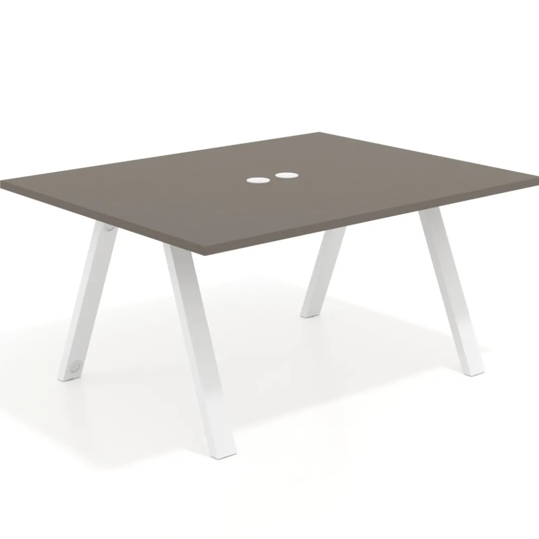Mesa doble individual para coworking UvePro fondo 126 cm estructura blanca