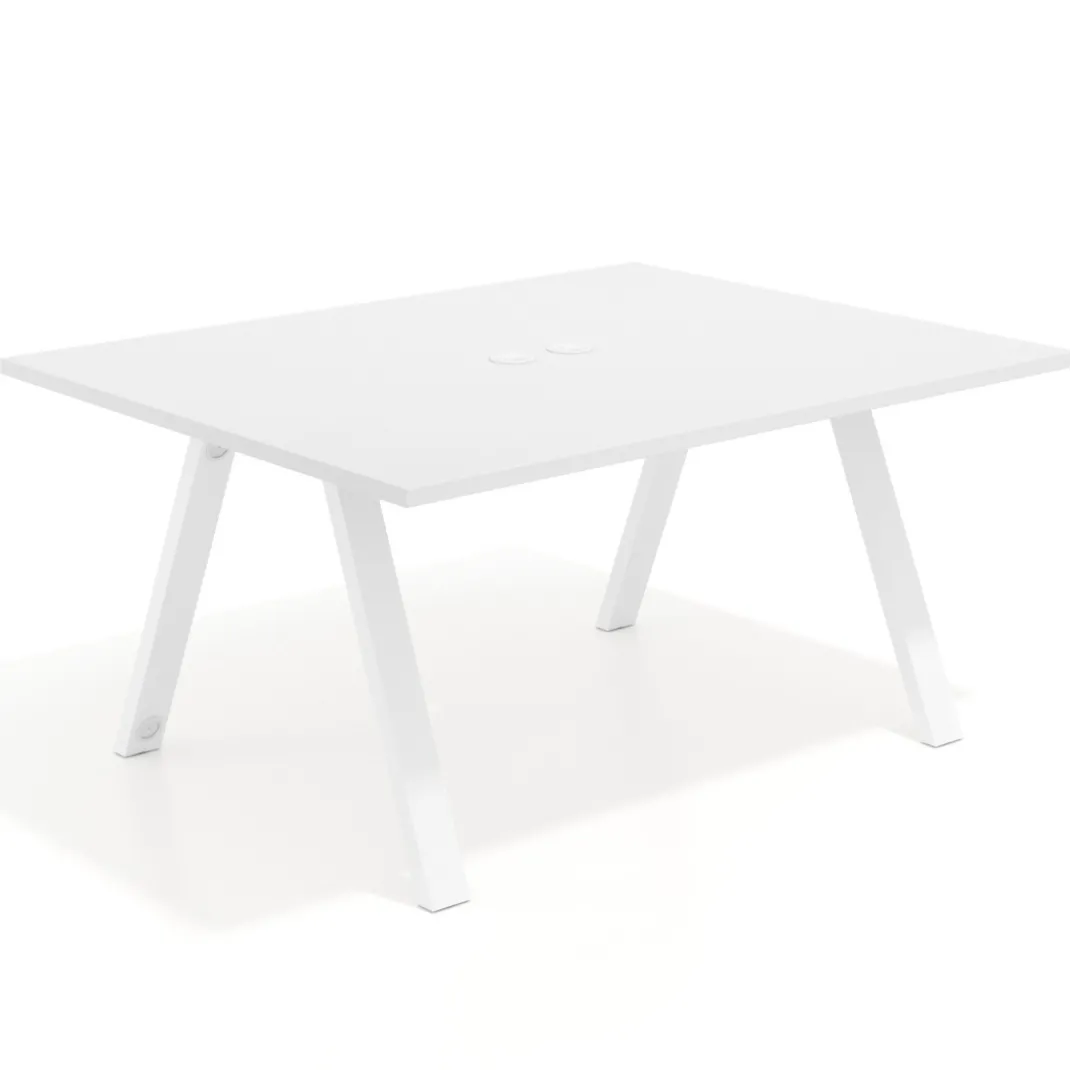Mesa doble individual para coworking UvePro fondo 126 cm estructura blanca