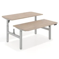 Mesa Multipuesto Elevable eléctrica Erghos Motion estructura aluminio 2 cantos curvos