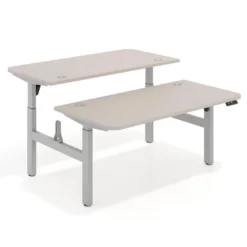 Mesa Multipuesto Elevable eléctrica Erghos Motion estructura aluminio 2 cantos curvos