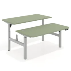Mesa Multipuesto Elevable eléctrica Erghos Motion estructura aluminio 2 cantos curvos