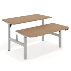 Mesa Multipuesto Elevable eléctrica Erghos Motion estructura aluminio 2 cantos curvos