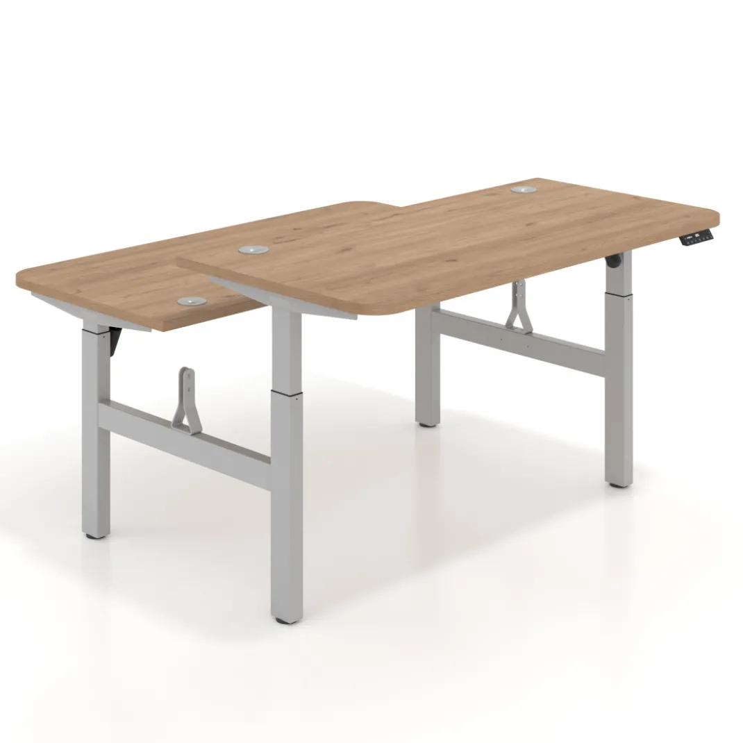 Mesa Multipuesto Elevable eléctrica Erghos Motion estructura aluminio 2 cantos curvos