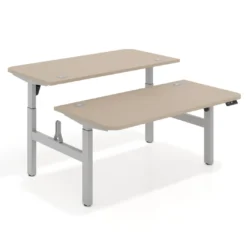Mesa Multipuesto Elevable eléctrica Erghos Motion estructura aluminio 2 cantos curvos