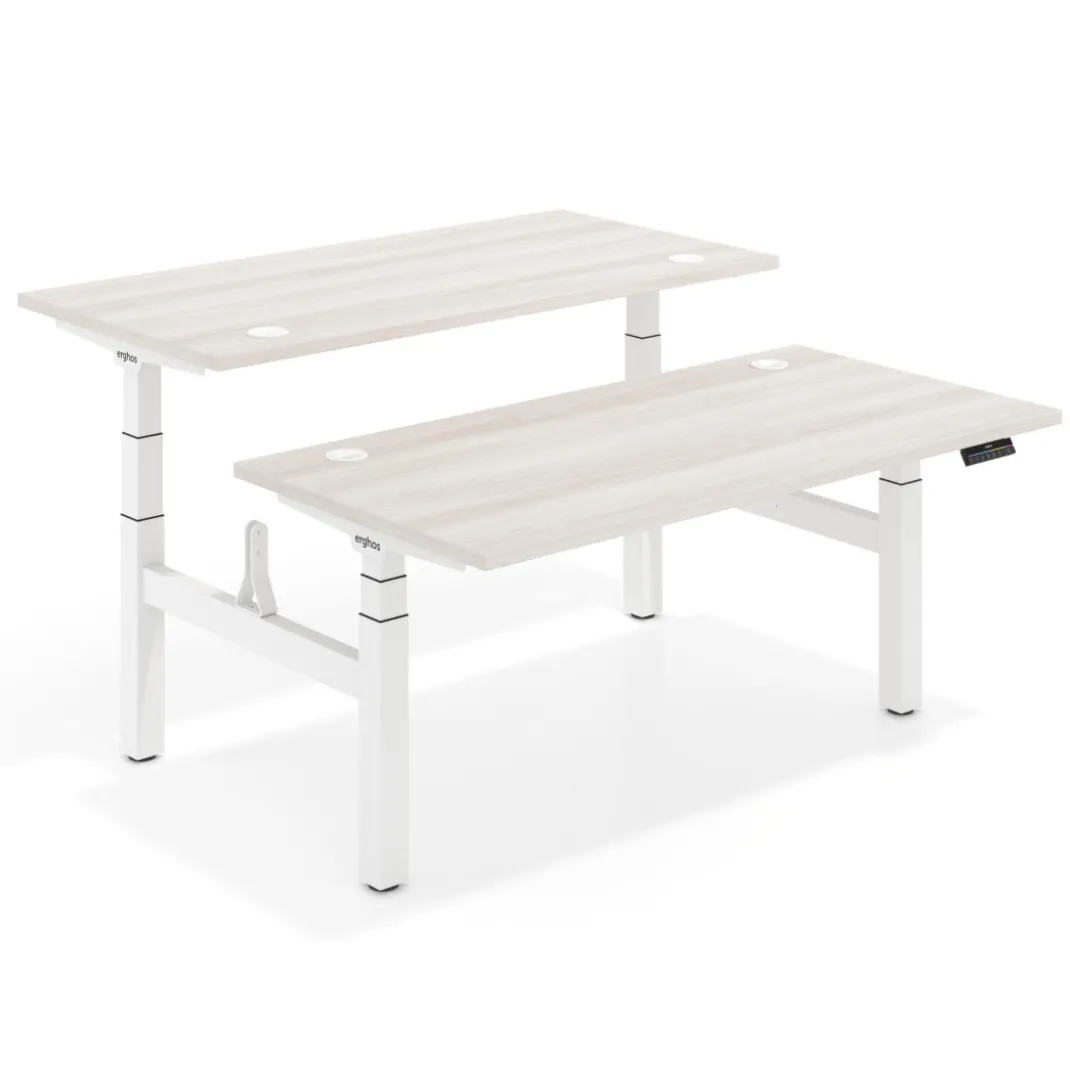 Mesa Multipuesto Elevable eléctrica Erghos Motion Pro estructura blanca canto recto