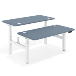 Mesa Multipuesto Elevable eléctrica Erghos Motion Pro estructura blanca 4 cantos curvos