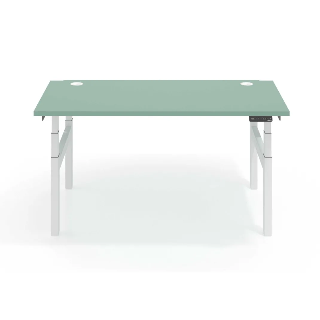 Mesa Multipuesto Elevable eléctrica Erghos Smart Pro estructura blanca canto recto