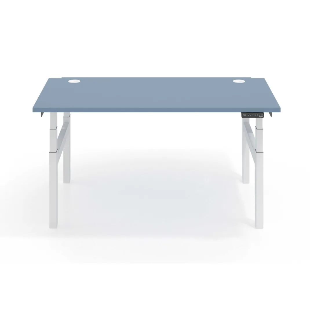 Mesa Multipuesto Elevable eléctrica Erghos Smart Pro estructura blanca canto recto