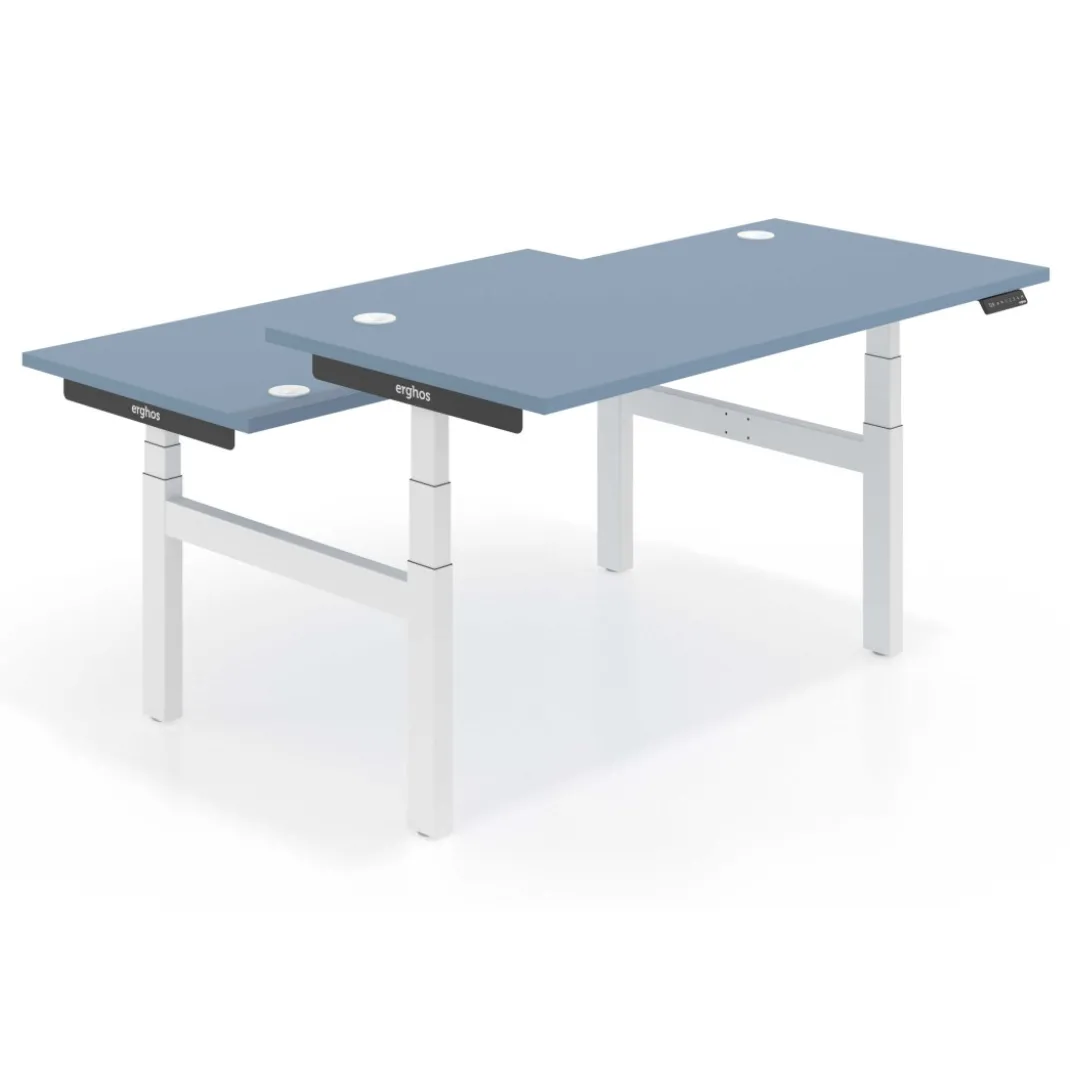 Mesa Multipuesto Elevable eléctrica Erghos Smart Pro estructura blanca canto recto