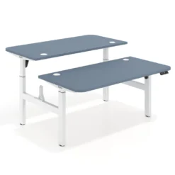 Mesa Multipuesto Elevable eléctrica Erghos Motion estructura blanca 2 cantos curvos