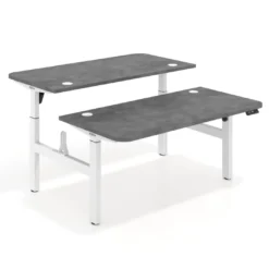 Mesa Multipuesto Elevable eléctrica Erghos Motion estructura blanca 2 cantos curvos