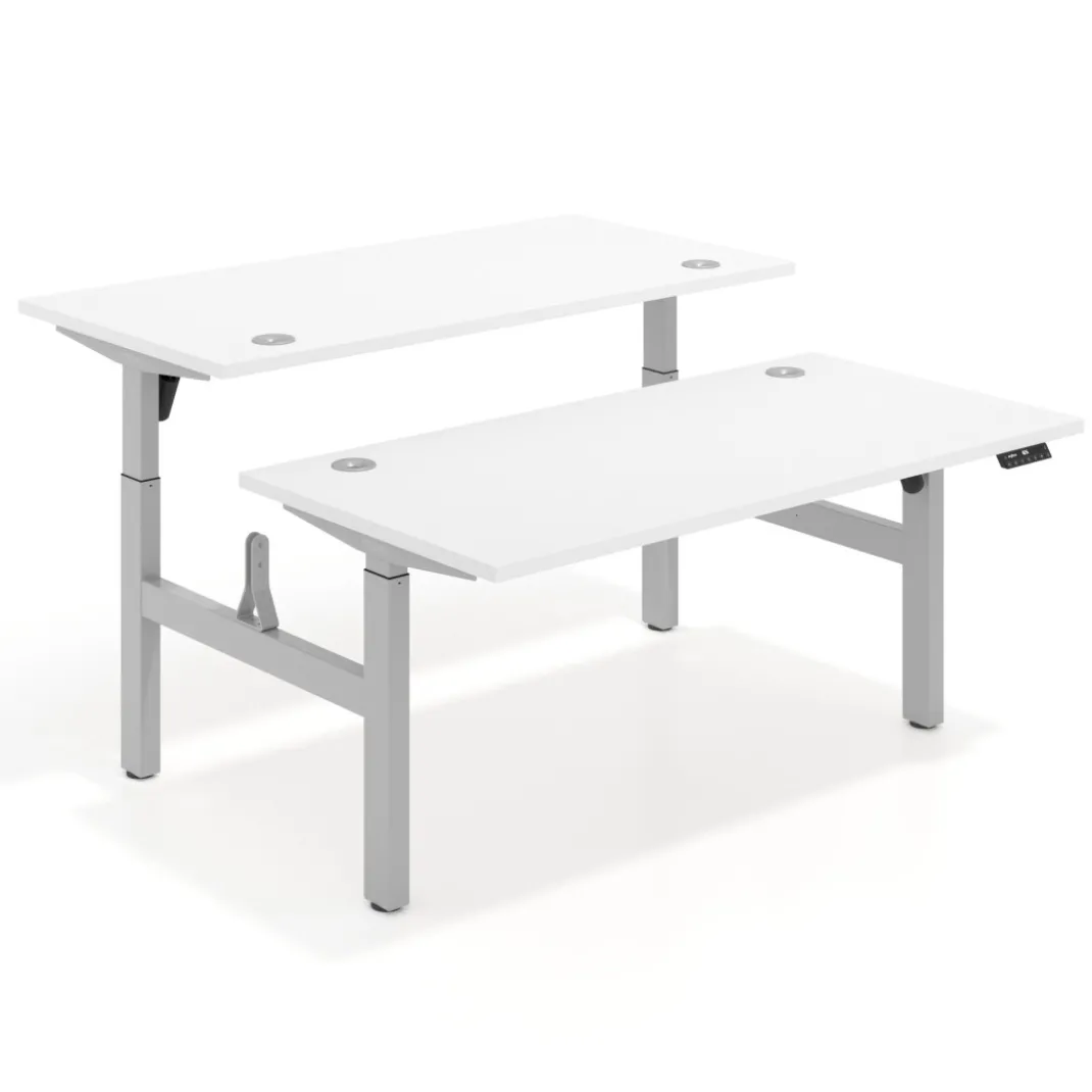 Mesa Multipuesto Elevable eléctrica Erghos Motion estructura aluminio canto recto