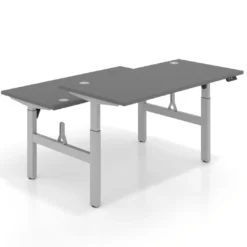 Mesa Multipuesto Elevable eléctrica Erghos Motion estructura blanca 2 cantos curvos