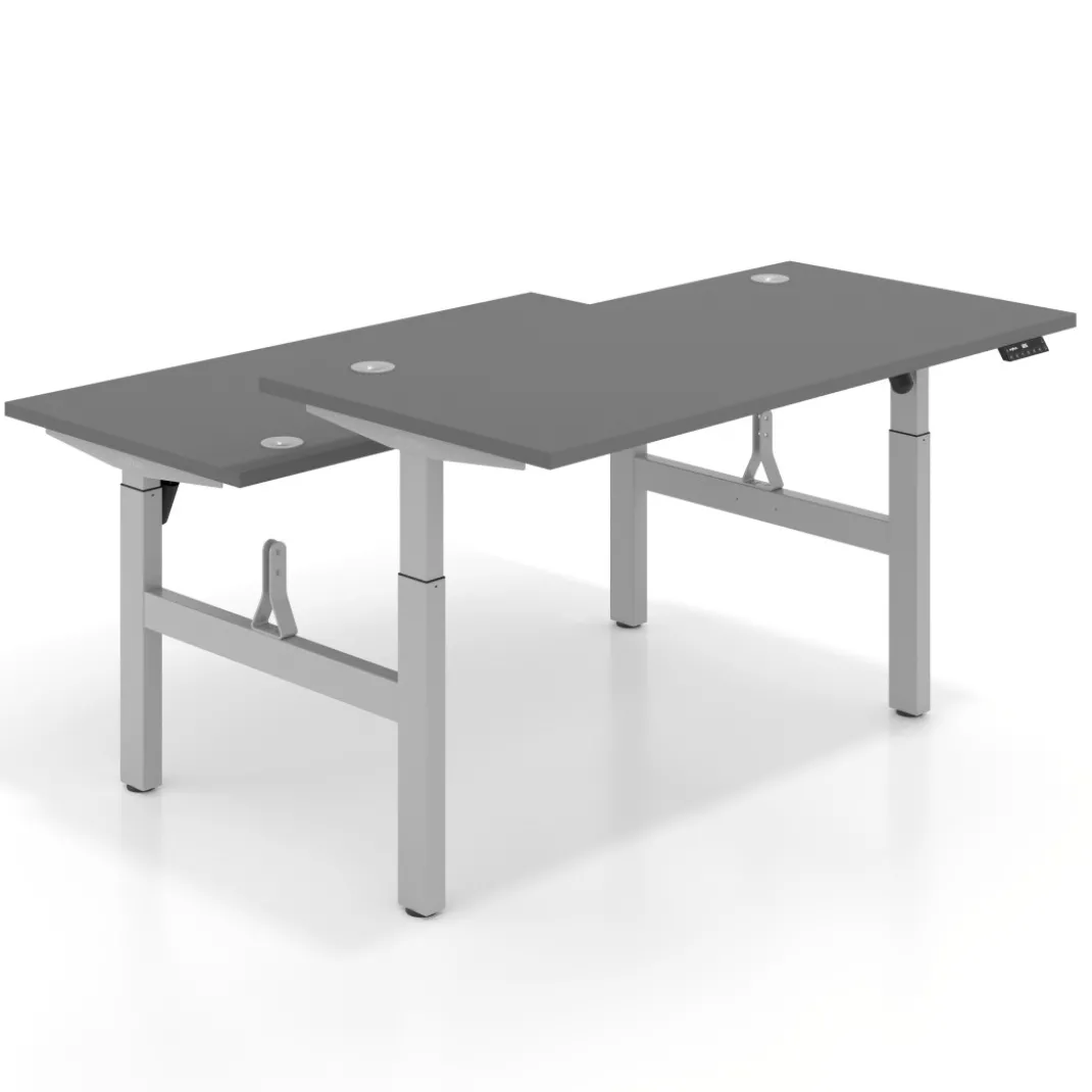 Mesa Multipuesto Elevable eléctrica Erghos Motion estructura aluminio 4 cantos curvos