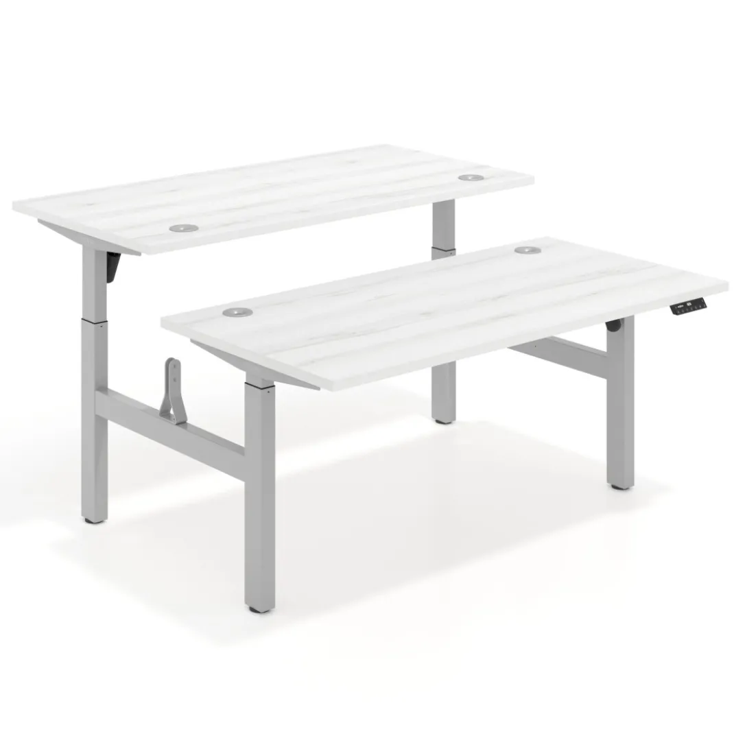 Mesa Multipuesto Elevable eléctrica Erghos Motion estructura aluminio canto recto