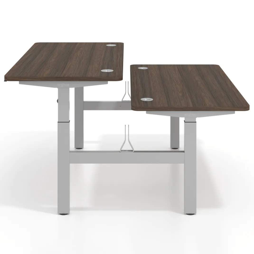 Mesa Multipuesto Elevable eléctrica Erghos Motion estructura blanca 2 cantos curvos