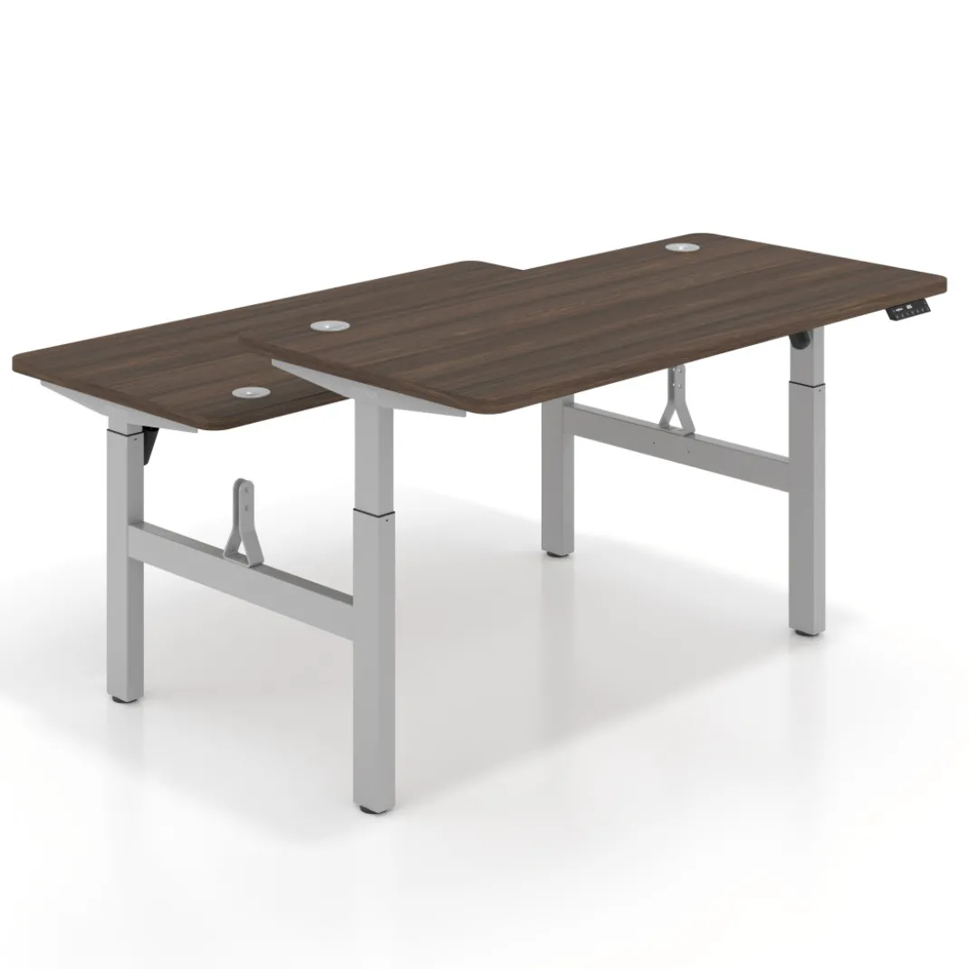 Mesa Multipuesto Elevable eléctrica Erghos Motion estructura blanca 2 cantos curvos