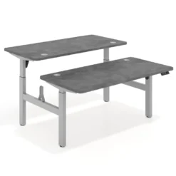 Mesa Multipuesto Elevable eléctrica Erghos Motion estructura blanca 2 cantos curvos