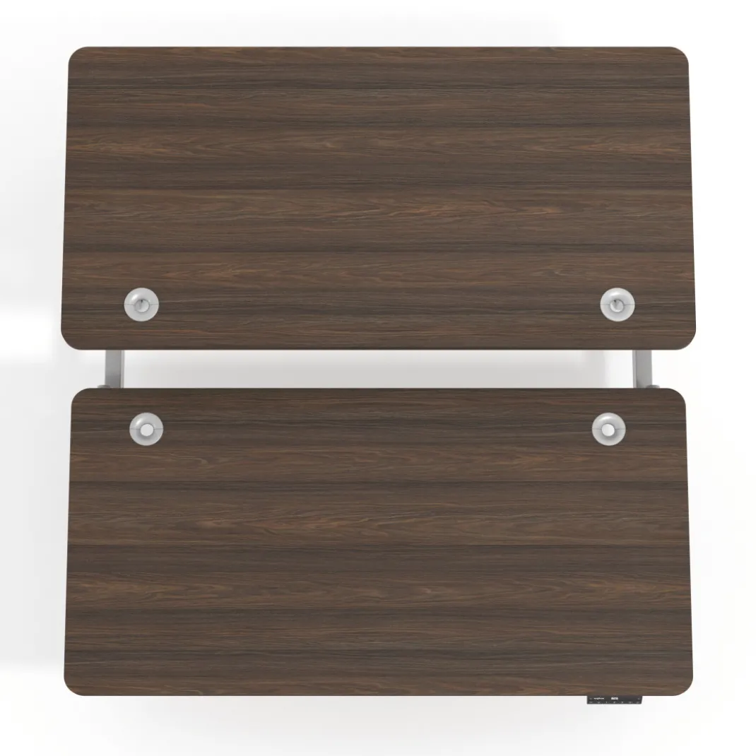 Mesa Multipuesto Elevable eléctrica Erghos Motion estructura blanca 2 cantos curvos