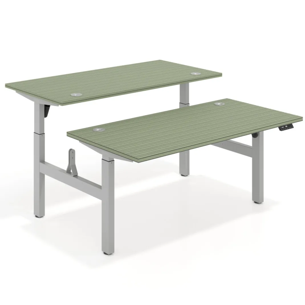 Mesa Multipuesto Elevable eléctrica Erghos Motion estructura aluminio canto recto
