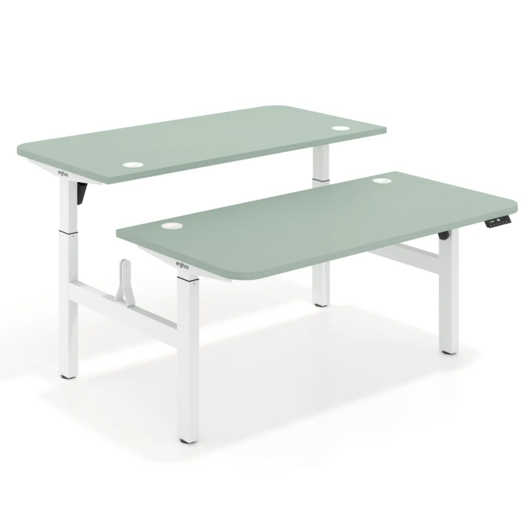 Mesa Multipuesto Elevable eléctrica Erghos Motion estructura aluminio canto recto