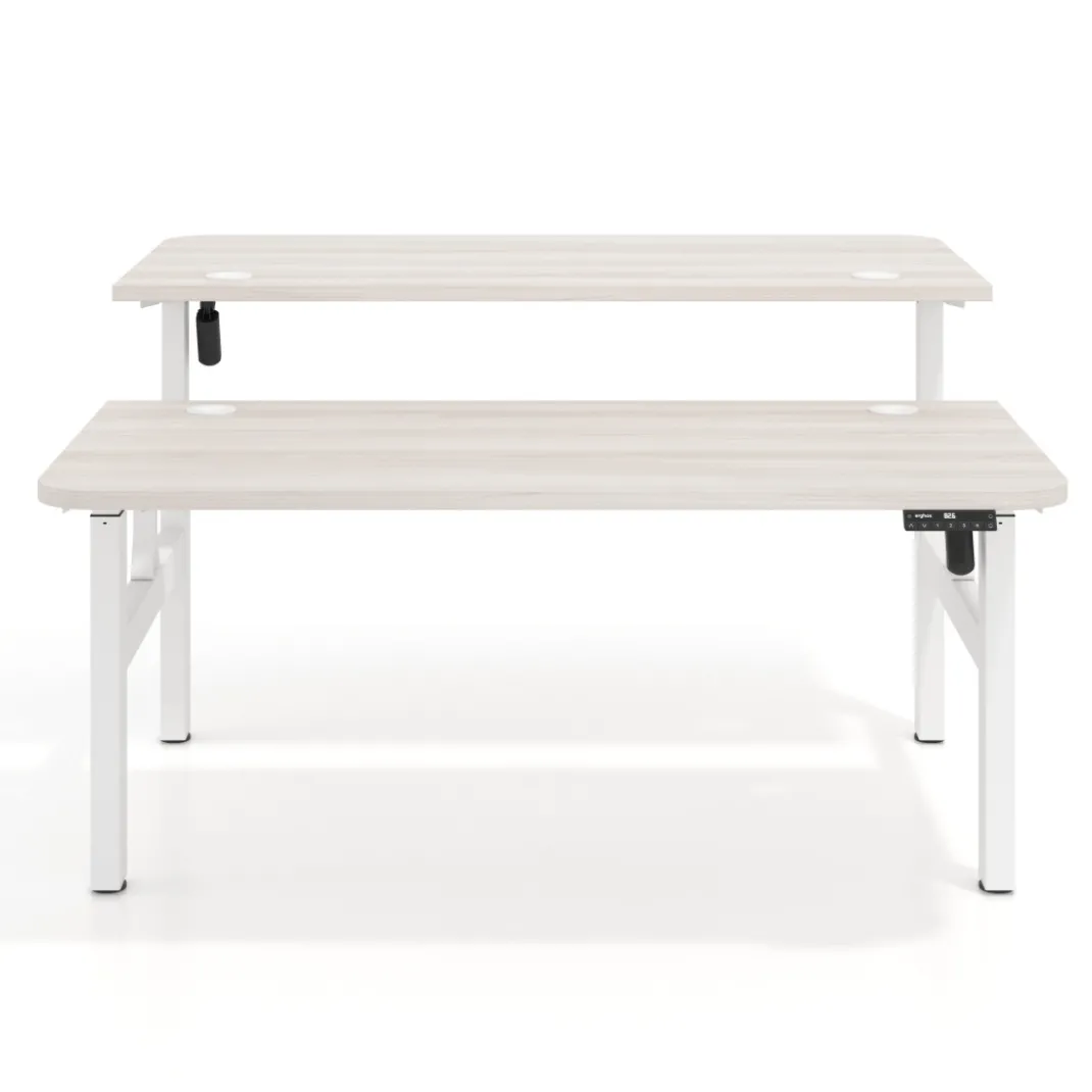 Mesa Multipuesto Elevable eléctrica Erghos Motion estructura aluminio canto recto