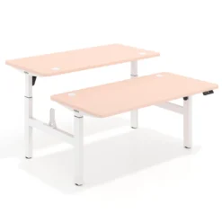 Mesa Multipuesto Elevable eléctrica Erghos Motion estructura blanca 4 cantos curvos