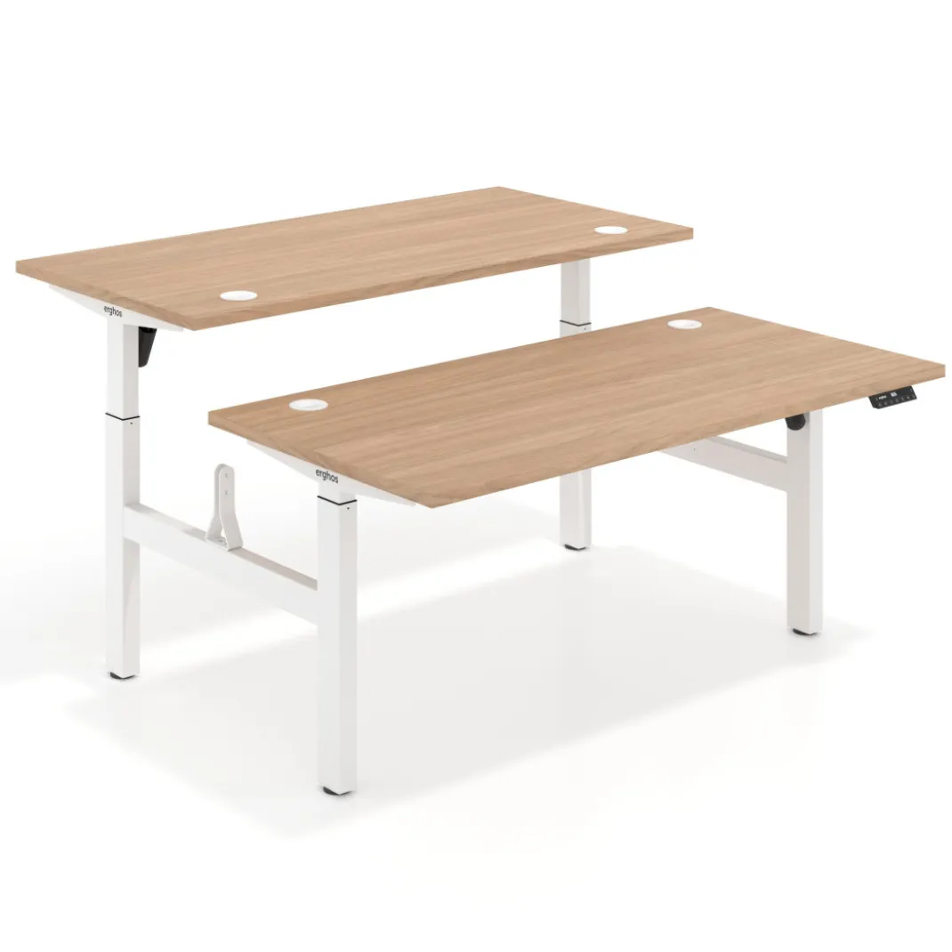 Mesa Multipuesto Elevable eléctrica Erghos Motion estructura blanca canto recto