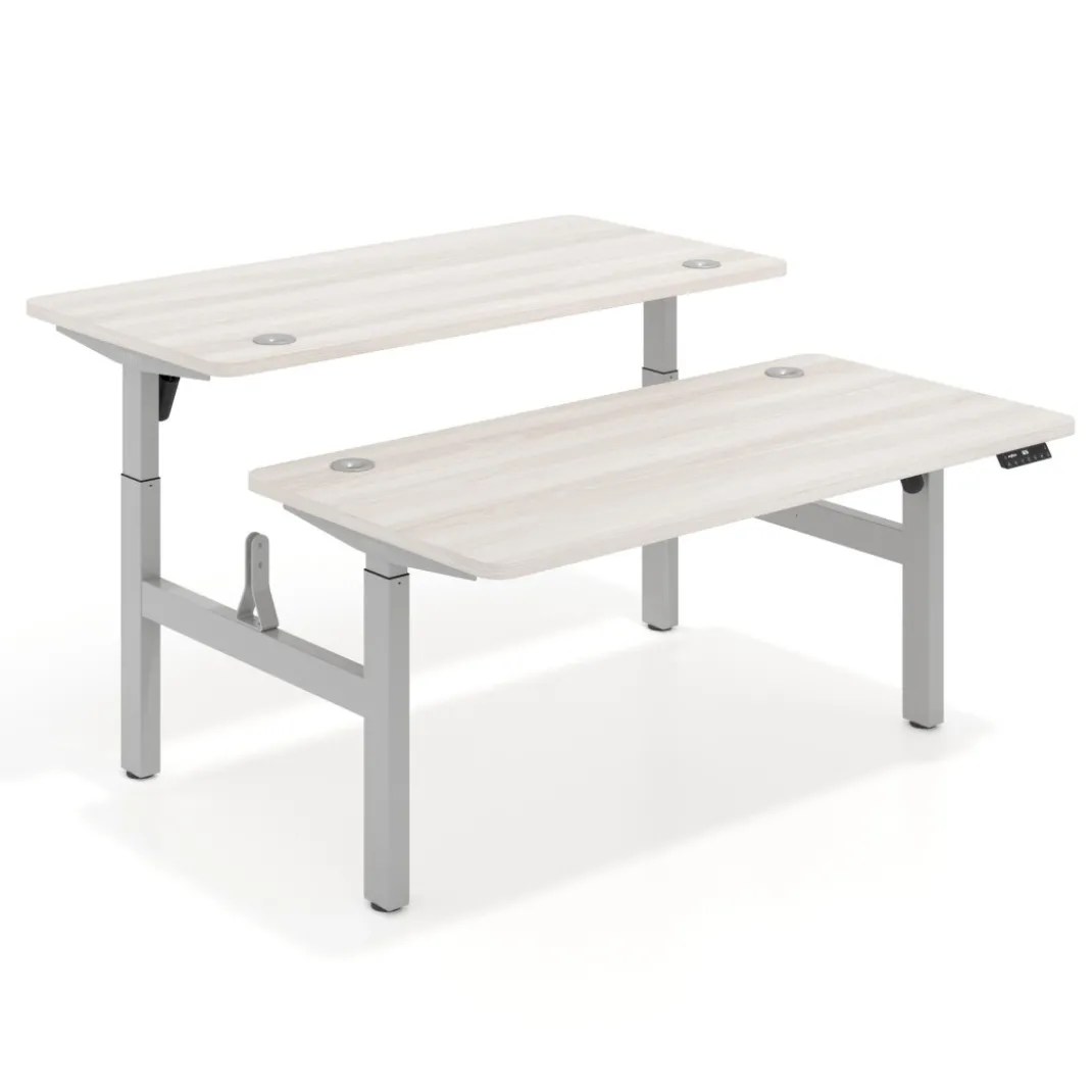 Mesa Multipuesto Elevable eléctrica Erghos Motion estructura aluminio 4 cantos curvos