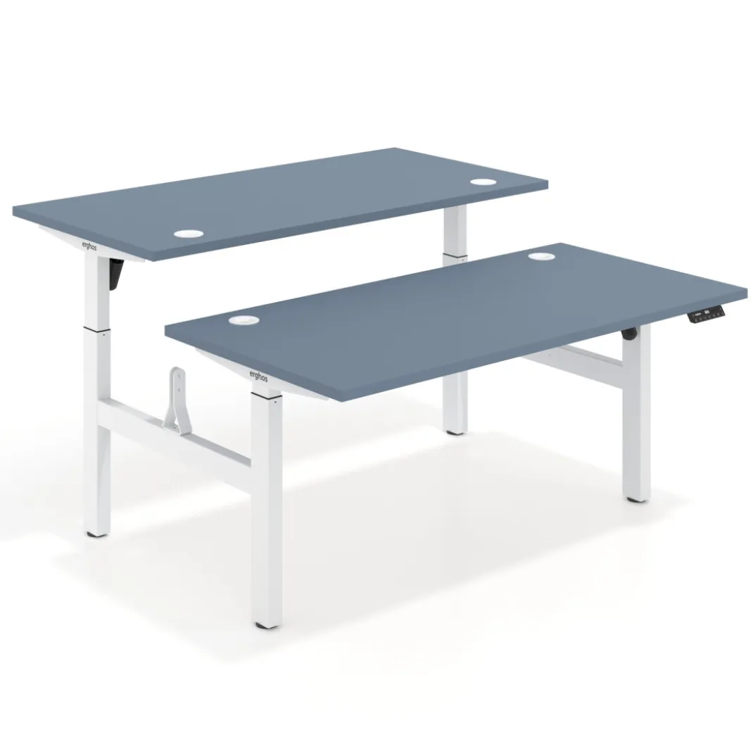 Mesa Multipuesto Elevable eléctrica Erghos Motion estructura blanca canto recto
