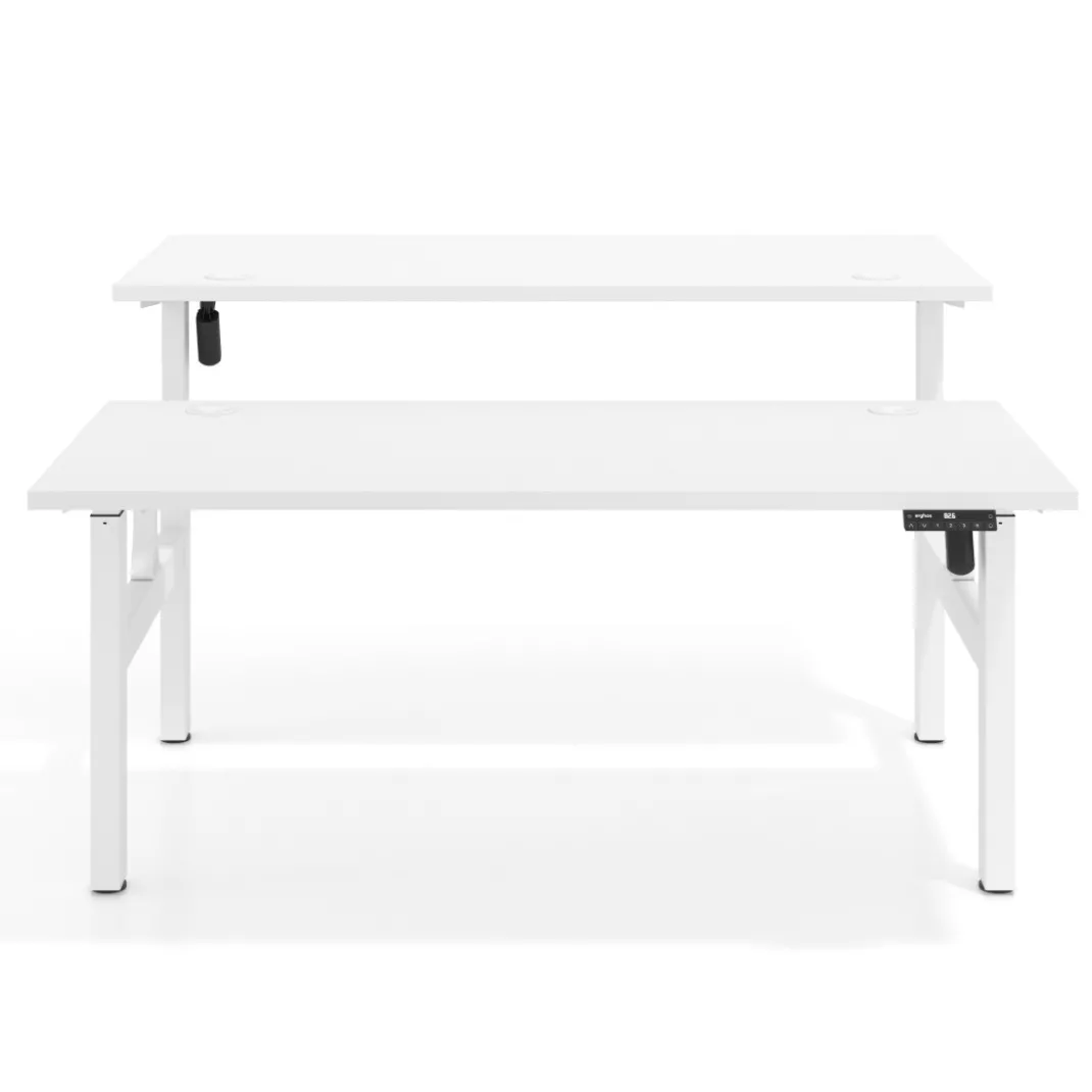 Mesa Multipuesto Elevable eléctrica Erghos Motion estructura aluminio 4 cantos curvos