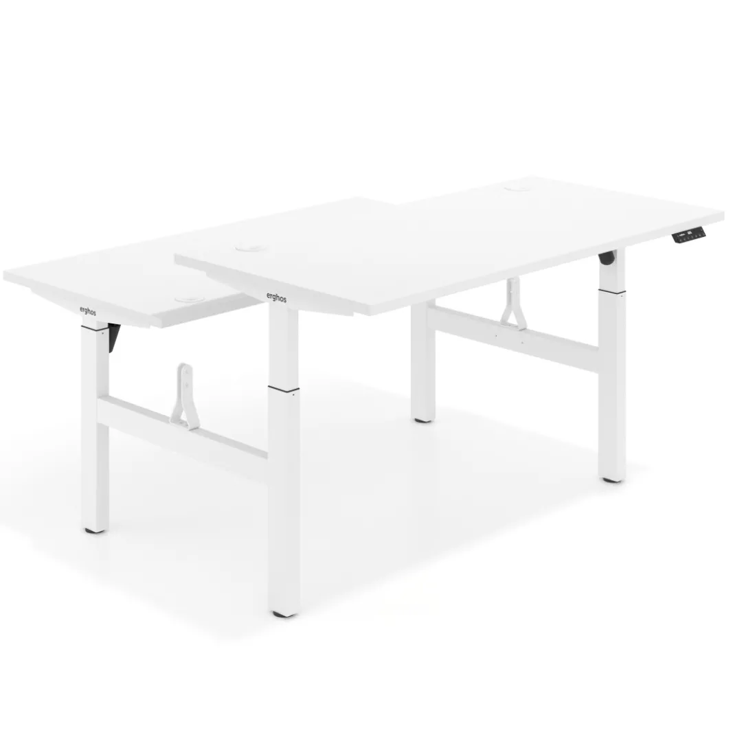 Mesa Multipuesto Elevable eléctrica Erghos Motion estructura aluminio 4 cantos curvos