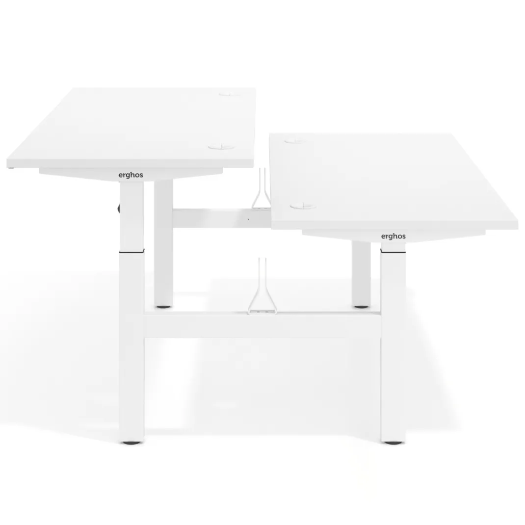 Mesa Multipuesto Elevable eléctrica Erghos Motion estructura aluminio 4 cantos curvos