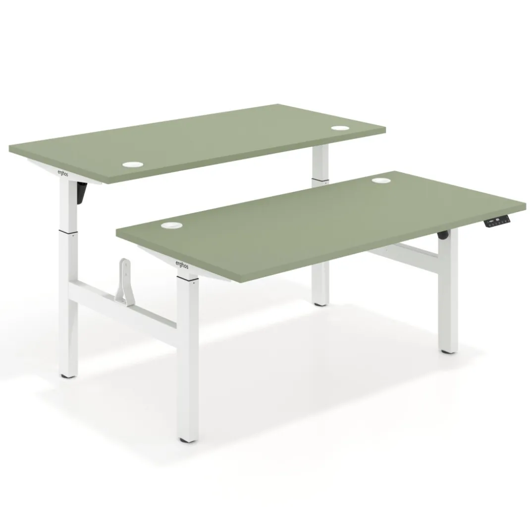 Mesa Multipuesto Elevable eléctrica Erghos Motion estructura blanca canto recto