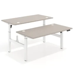 Mesa Multipuesto Elevable eléctrica Erghos Motion estructura blanca canto recto
