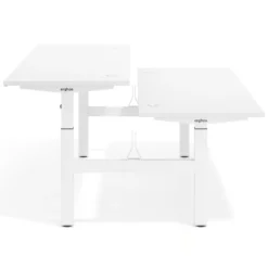 Mesa Multipuesto Elevable eléctrica Erghos Motion estructura blanca 2 cantos curvos