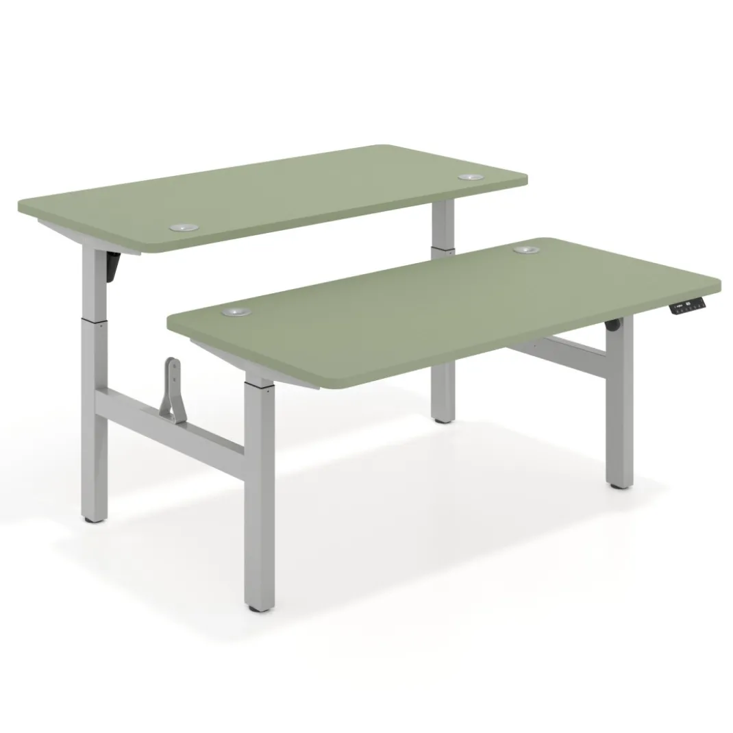 Mesa Multipuesto Elevable eléctrica Erghos Motion estructura aluminio 4 cantos curvos
