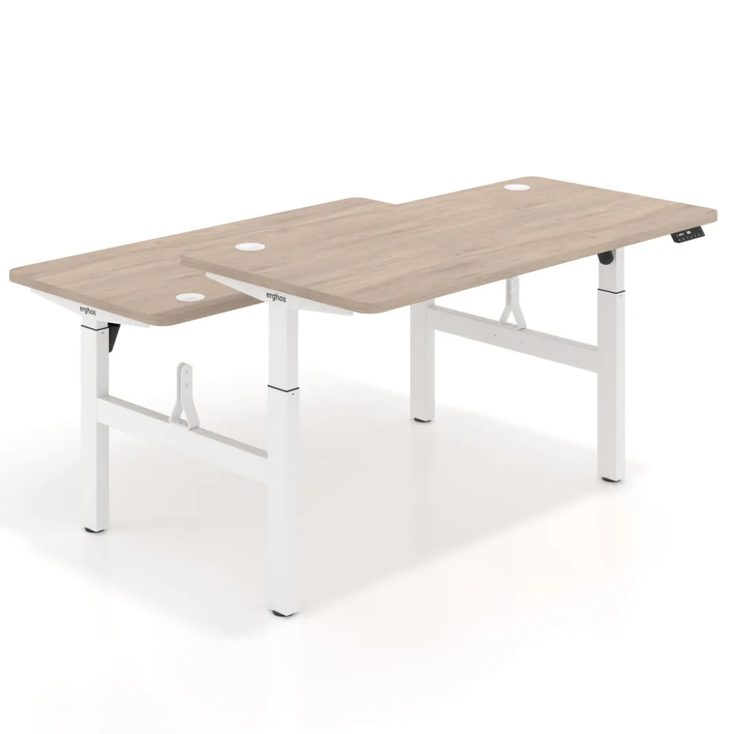 Mesa Multipuesto Elevable eléctrica Erghos Motion estructura blanca canto recto