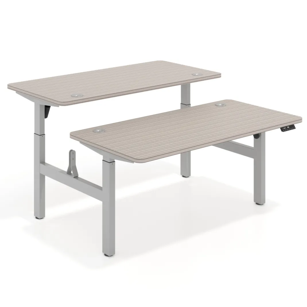 Mesa Multipuesto Elevable eléctrica Erghos Motion estructura aluminio 4 cantos curvos