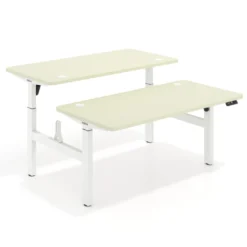 Mesa Multipuesto Elevable eléctrica Erghos Motion estructura blanca canto recto
