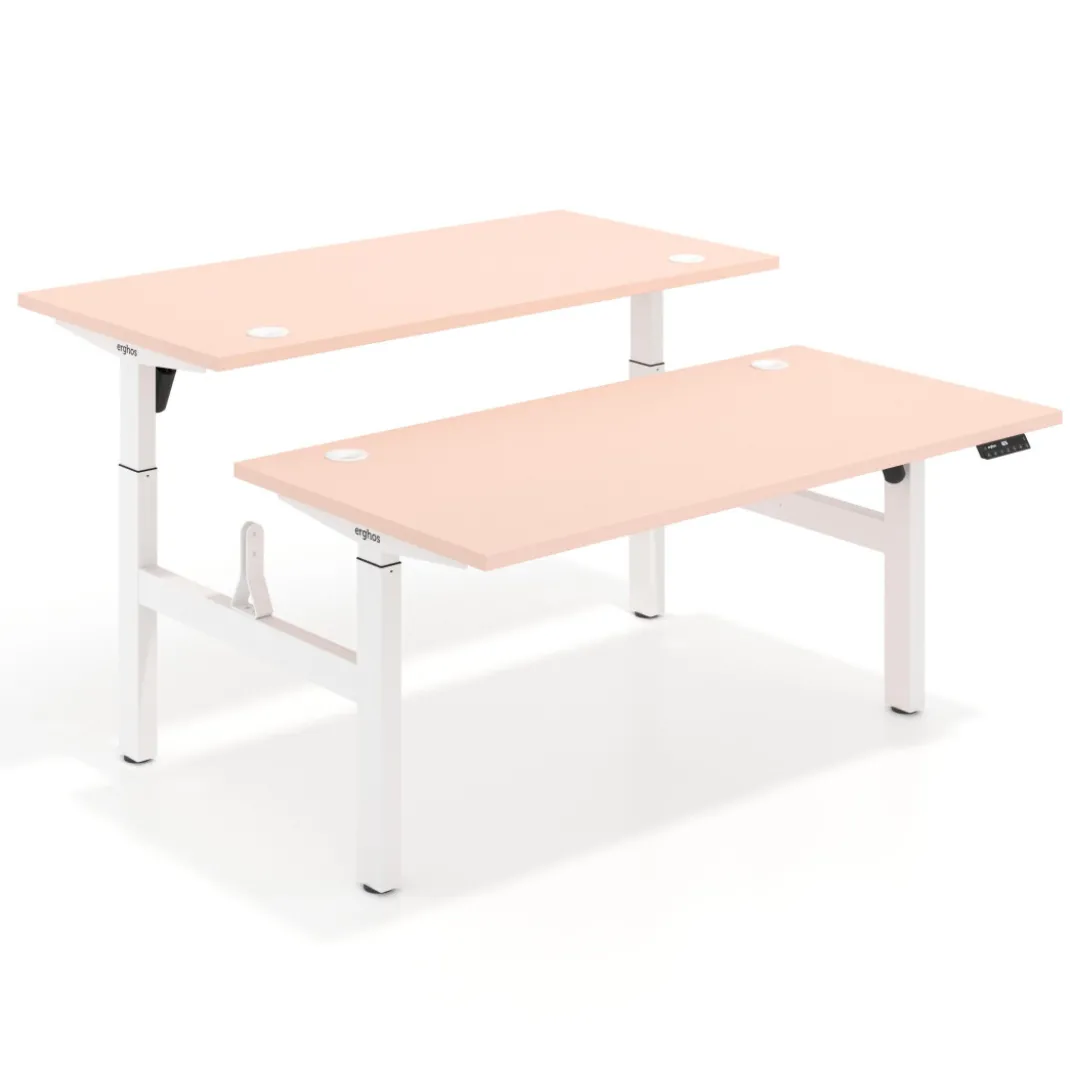 Mesa Multipuesto Elevable eléctrica Erghos Motion estructura blanca canto recto
