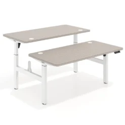 Mesa Multipuesto Elevable eléctrica Erghos Motion estructura aluminio 4 cantos curvos