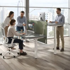 Mesa Multipuesto Elevable eléctrica Erghos Motion estructura blanca canto recto