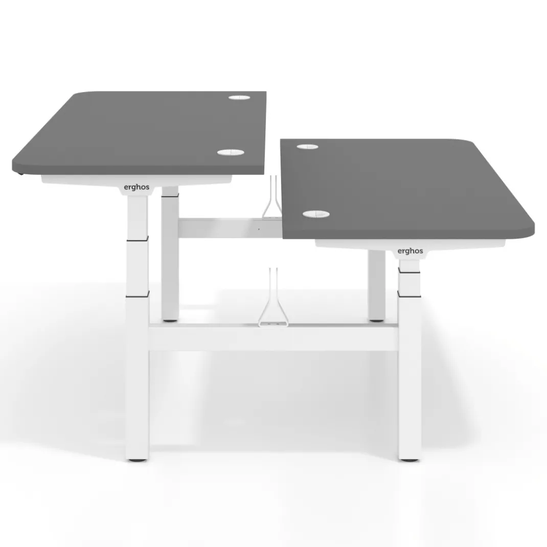Mesa Multipuesto Elevable eléctrica Erghos Motion estructura blanca canto recto