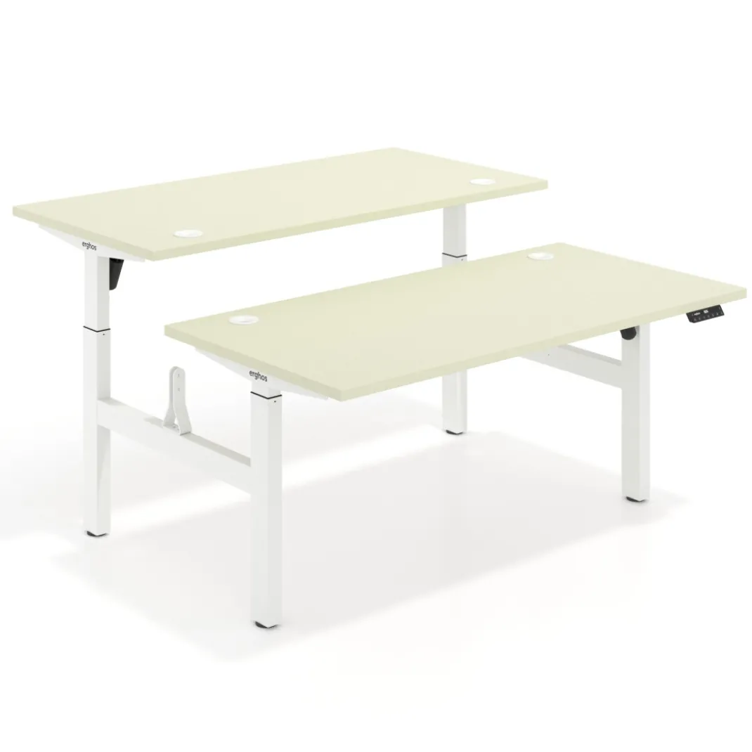 Mesa Multipuesto Elevable eléctrica Erghos Motion estructura blanca canto recto