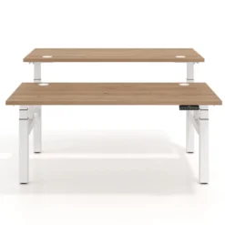 Mesa Multipuesto Elevable eléctrica Erghos Motion estructura blanca 4 cantos curvos