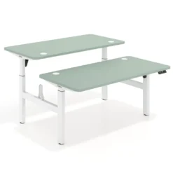 Mesa Multipuesto Elevable eléctrica Erghos Motion Pro estructura blanca 2 cantos curvos