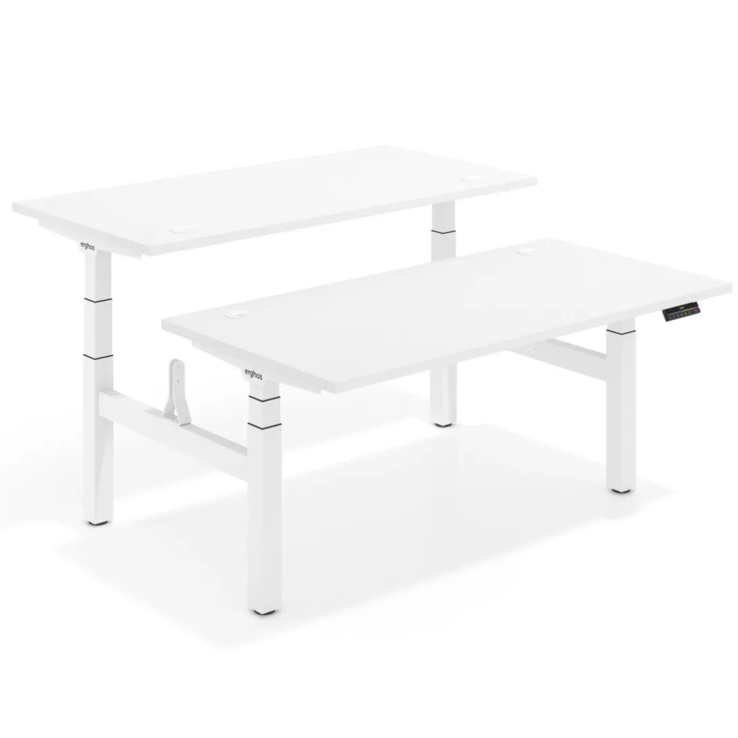 Mesa Multipuesto Elevable eléctrica Erghos Motion Pro estructura blanca canto recto